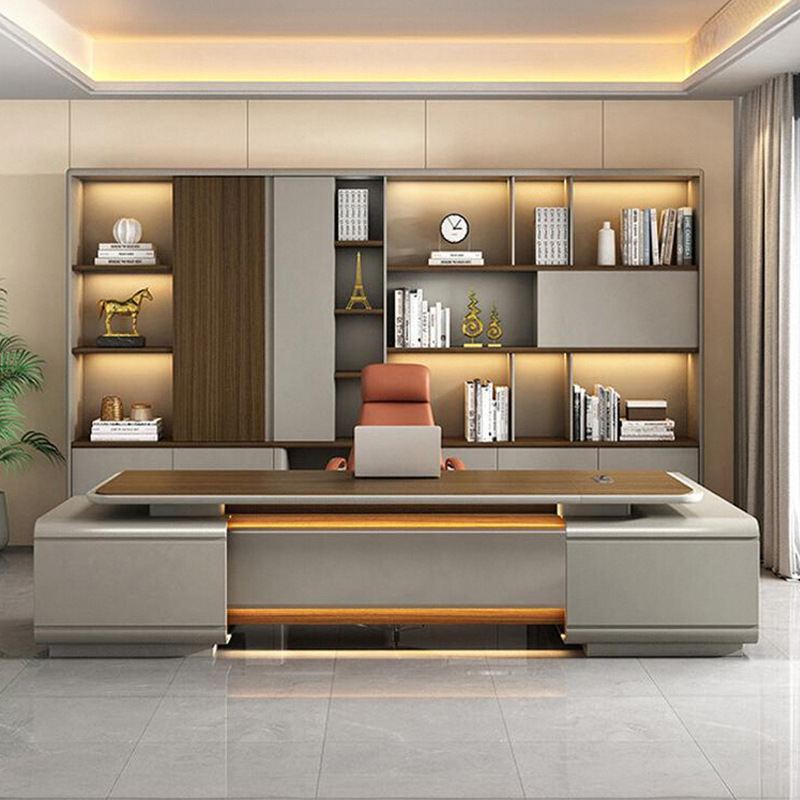 Model DBT008 Executive Desk, prezident/Kancelářský stůl předsedy, velký manažerský stůl Premium se sadou kancelářských židlí pro manažera\\\'s Office